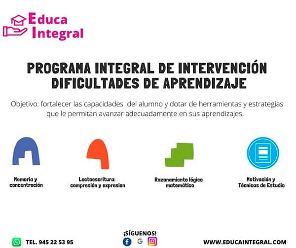 Programa psicopedagógico integral de intervención dificultades de aprendizaje